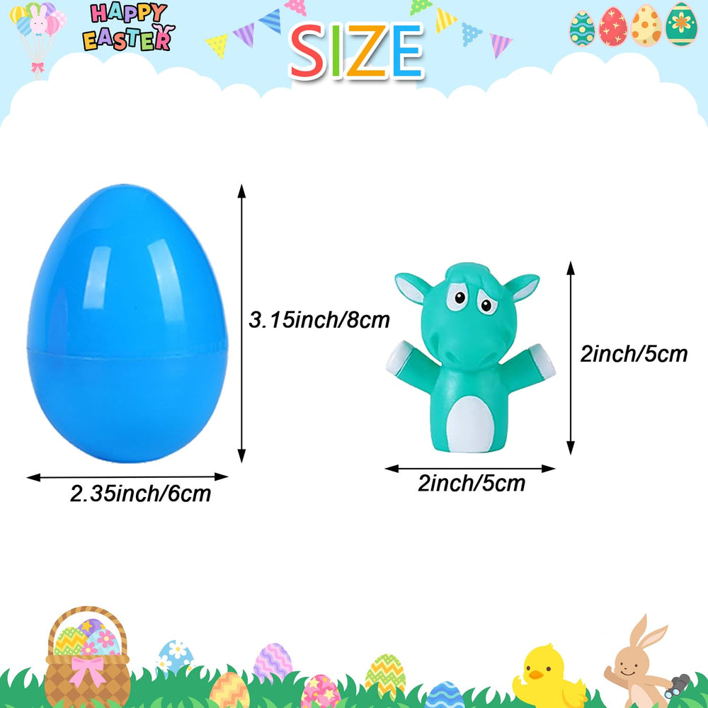 JIALWEN Easter eggs and puppets in a colorful basket, perfect for family celebrations.