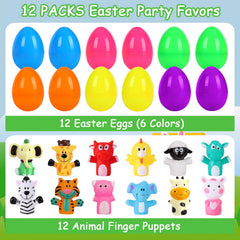 JIALWEN pre-filled eggs opened to reveal mini puppets, ideal for classroom treasure hunts.