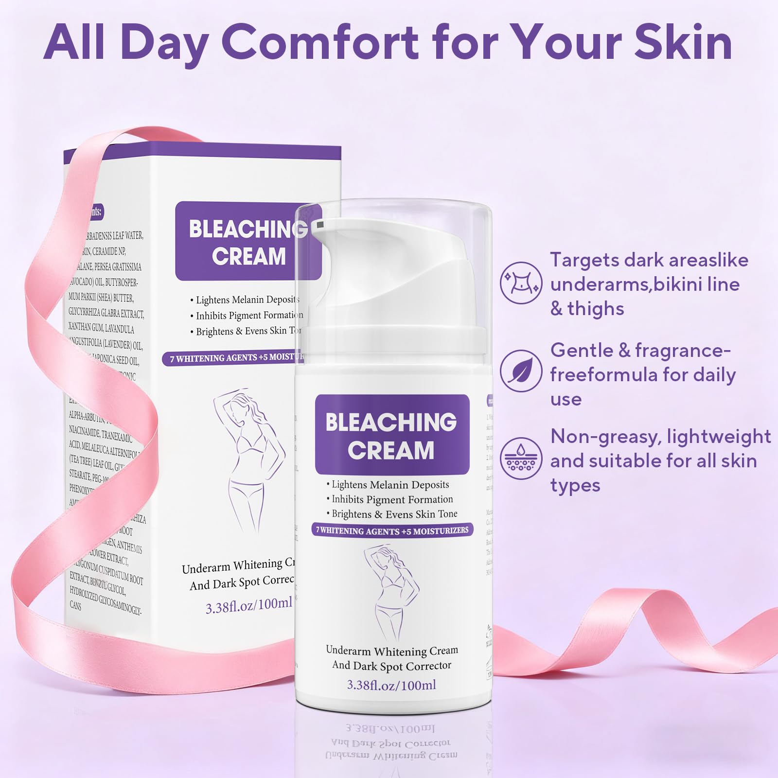 Underarms use of Jianlanptt Cream promotes gentle brightening without greasiness.