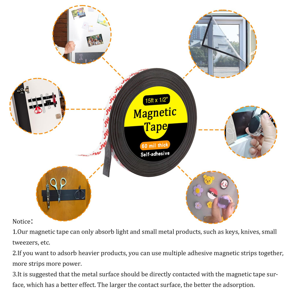 Jianwen home organization with magnetic tape keeping items in place.