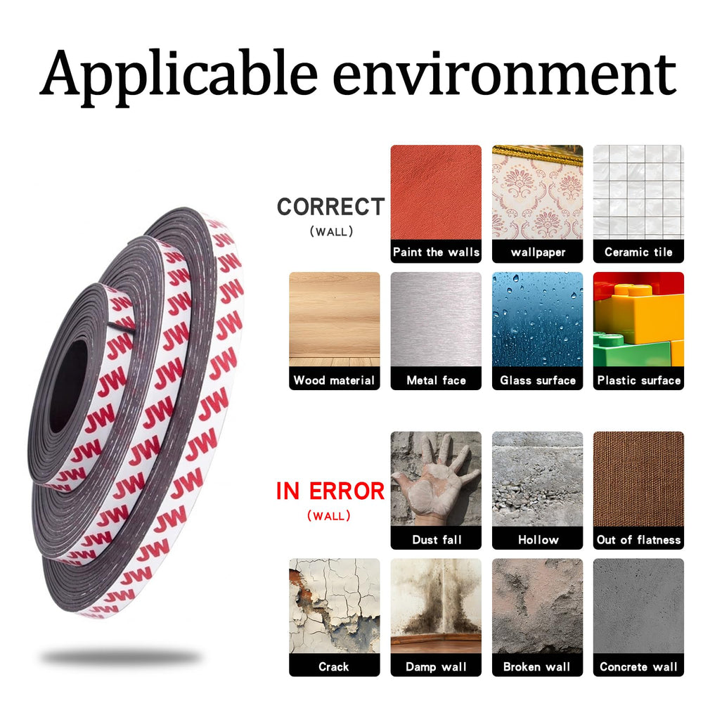 Jianwen magnetic tape adheres to metal surfaces for sturdy storage.