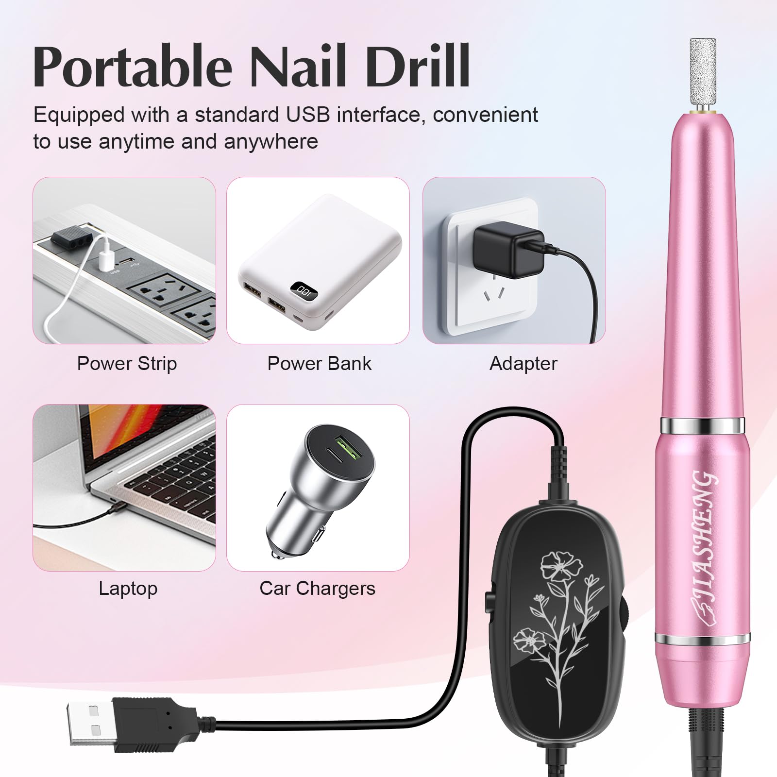 JIASHENG nail drill low-noise and low-heat operation for comfort.