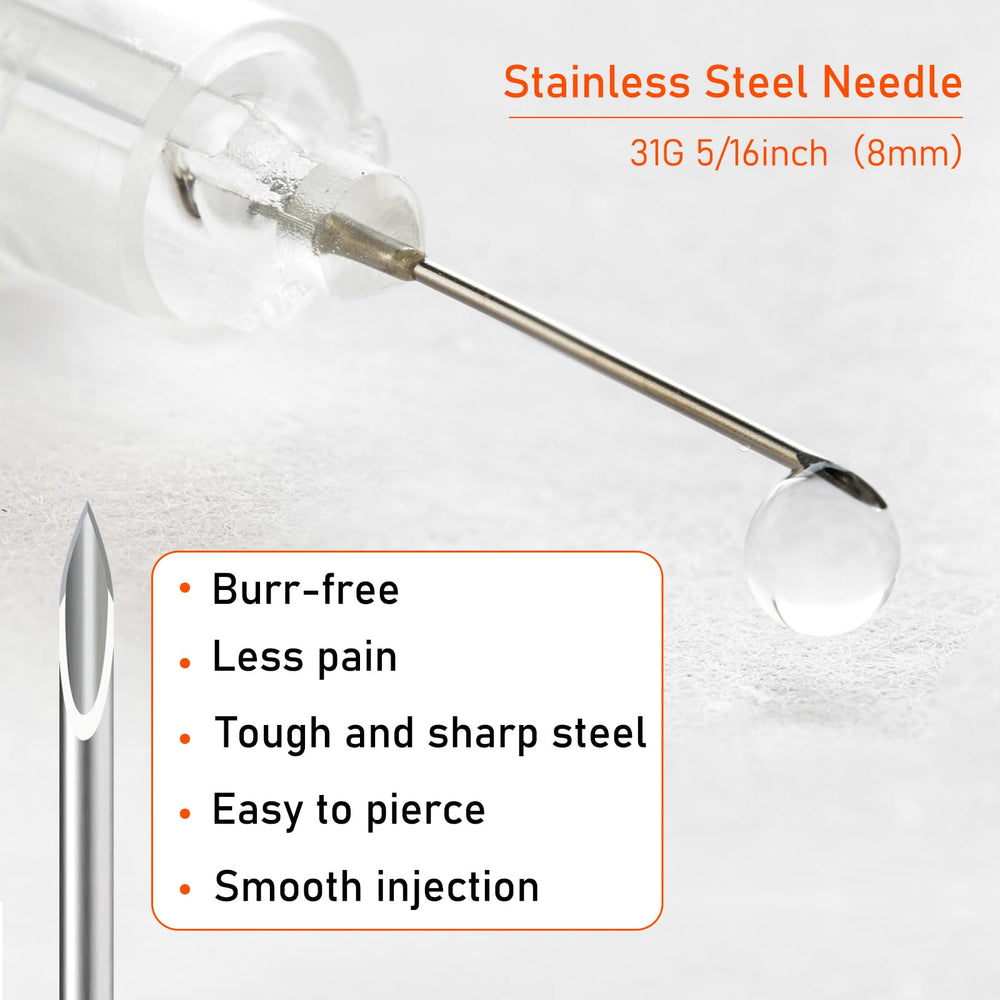 Clear graduations on the syringe barrel support accurate dosing when drawing.