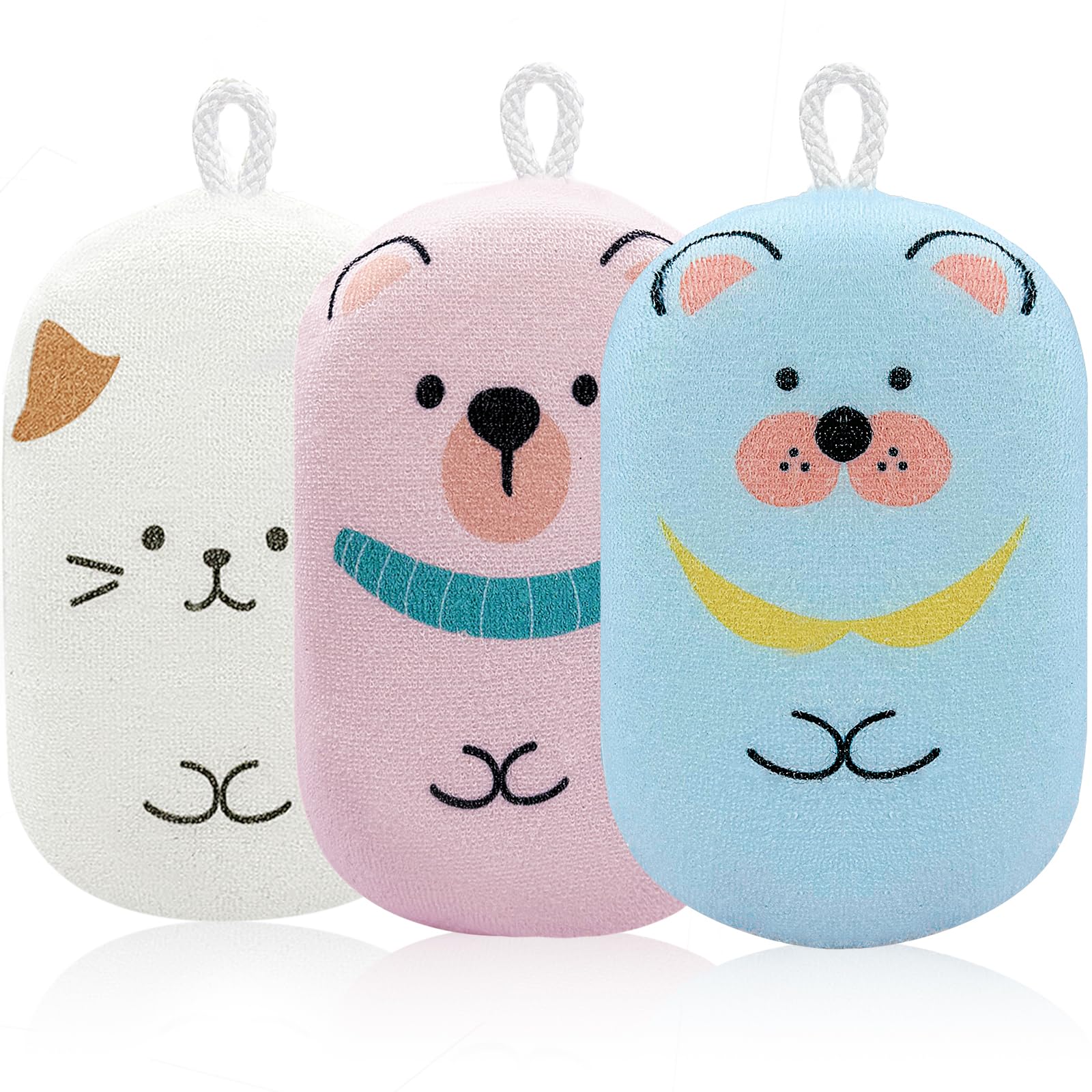 JieLiLeHome bear-pattern loofah sponge for gentle baby baths