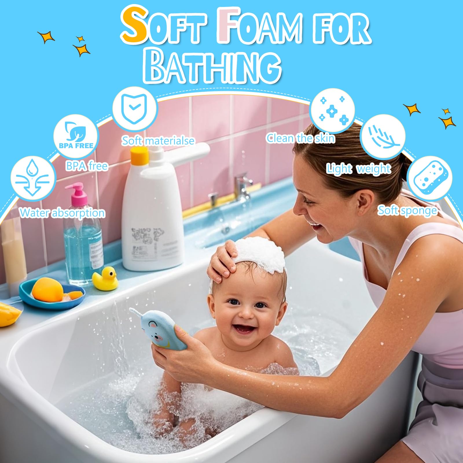 JieLiLeHome dog-pattern loofah sponge adds fun to bath time