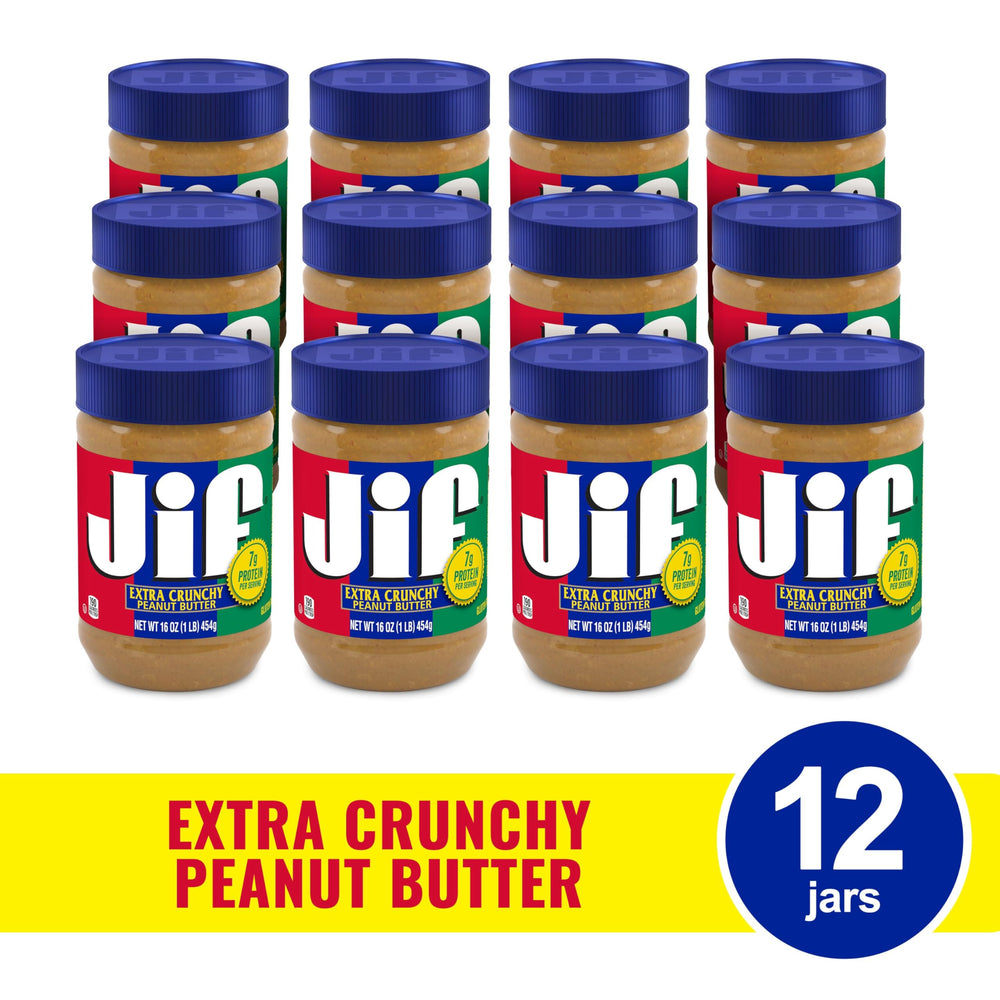 Jif Crunchy Peanut Butter spoon-dip shows textured spread for snacks