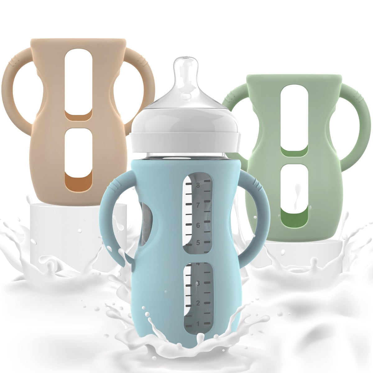 Jifvrnk sleeve for Philips Avent 8 oz bottle offers a secure grip for tiny hands.