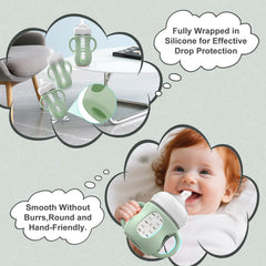Dishwasher-safe Jifvrnk sleeve protects glass bottles during cleaning.