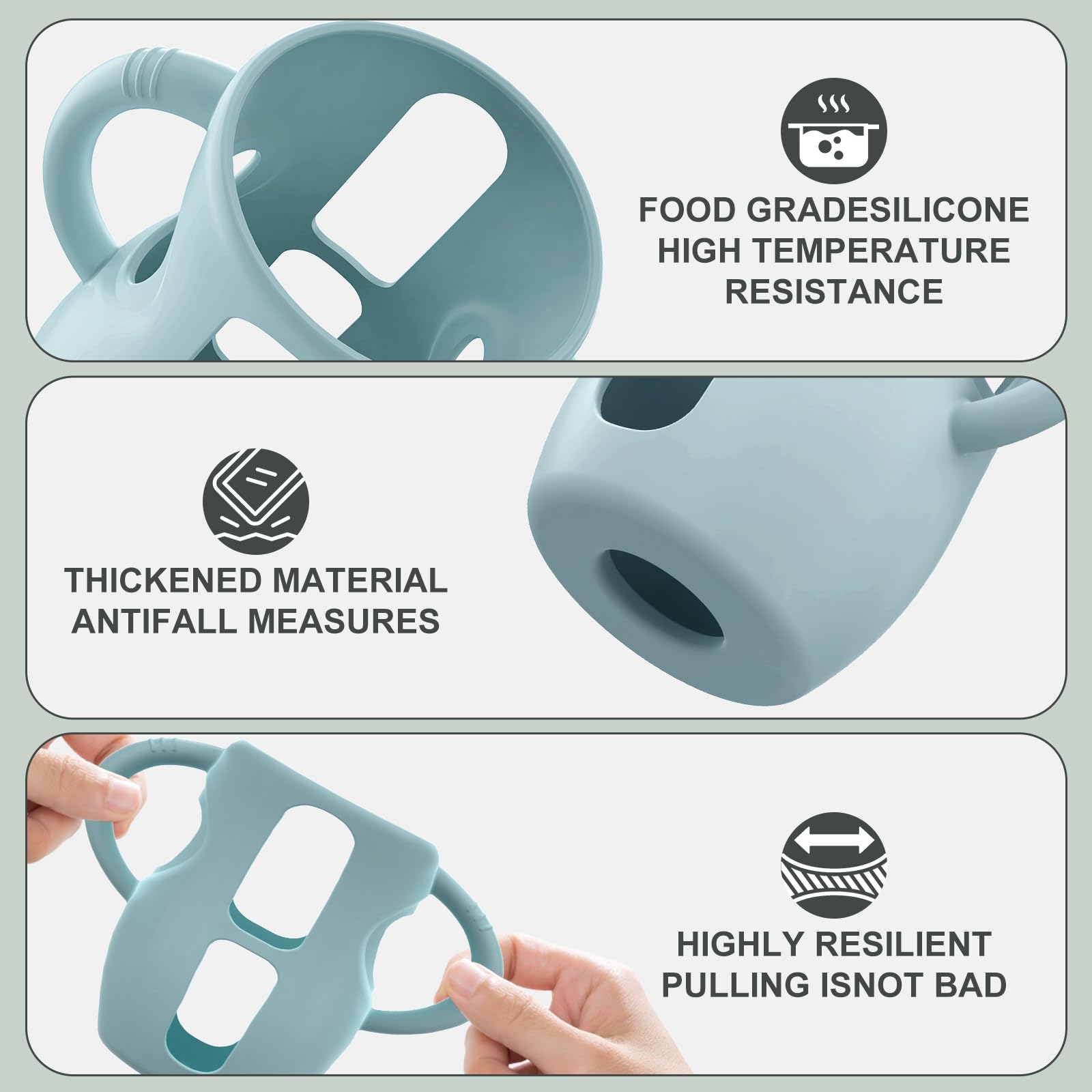 Reinforced bottom on Jifvrnk sleeve prevents slips during feeding.