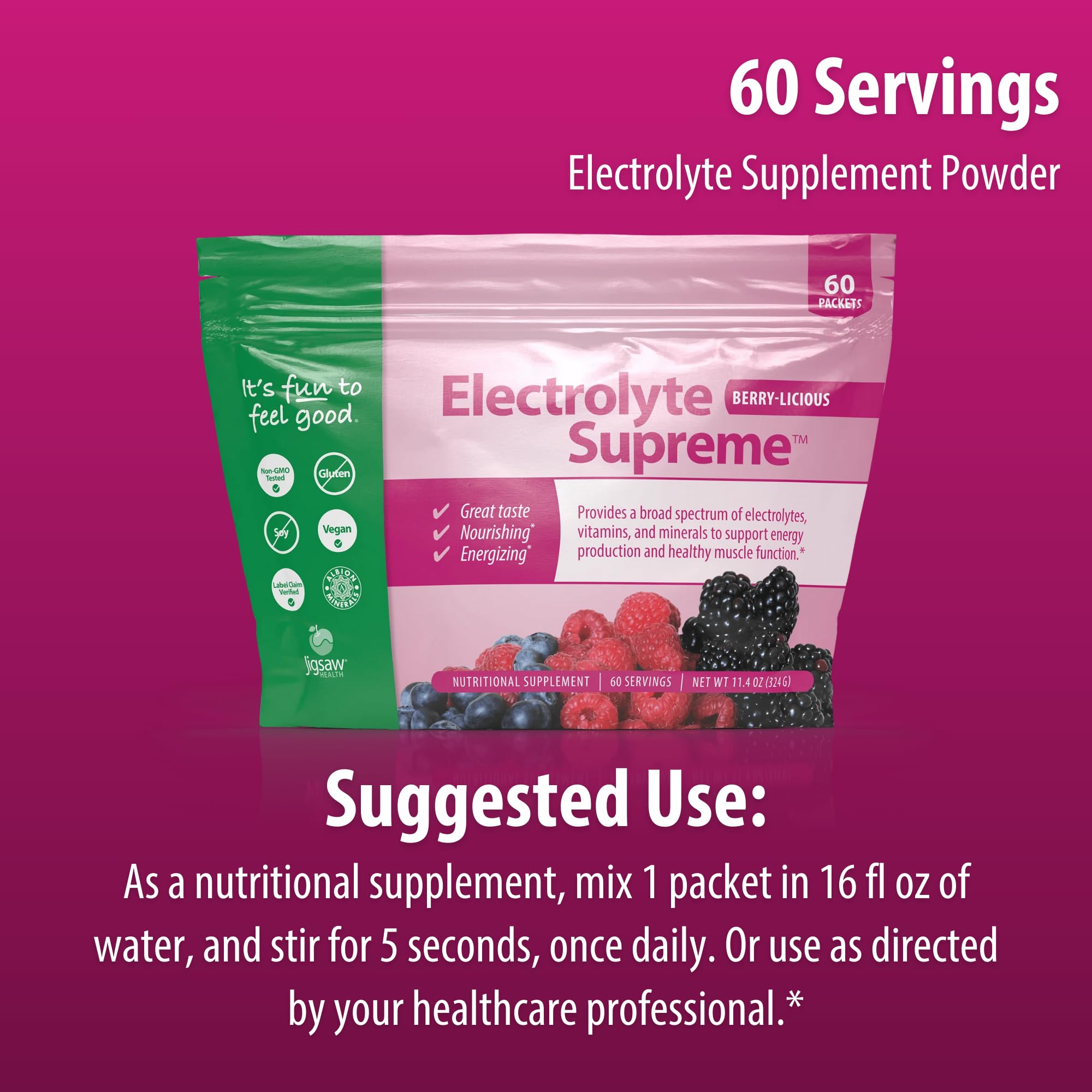 Jigsaw Electrolyte Supreme glass-with-drink showcases berry flavor