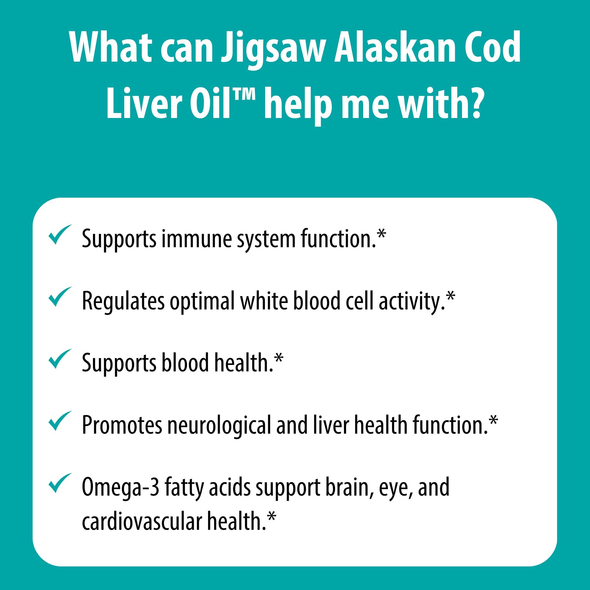 Jigsaw Health Alaskan Cod Liver Oil bottle with measuring cap for easy daily use