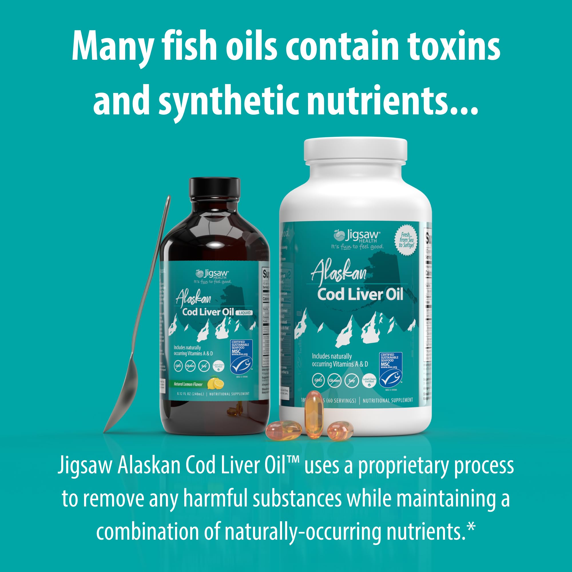 Jigsaw Health Alaskan Cod Liver Oil Dutch Harbor origin emphasis sourcing