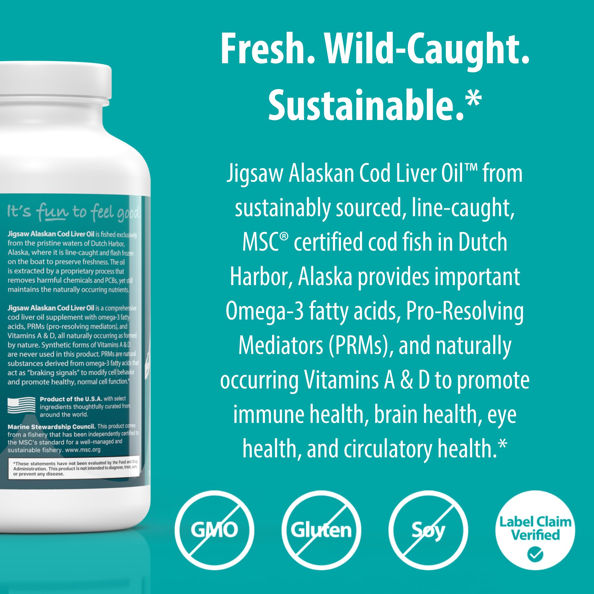 Jigsaw Health Alaskan Cod Liver Oil ingredients label for transparency