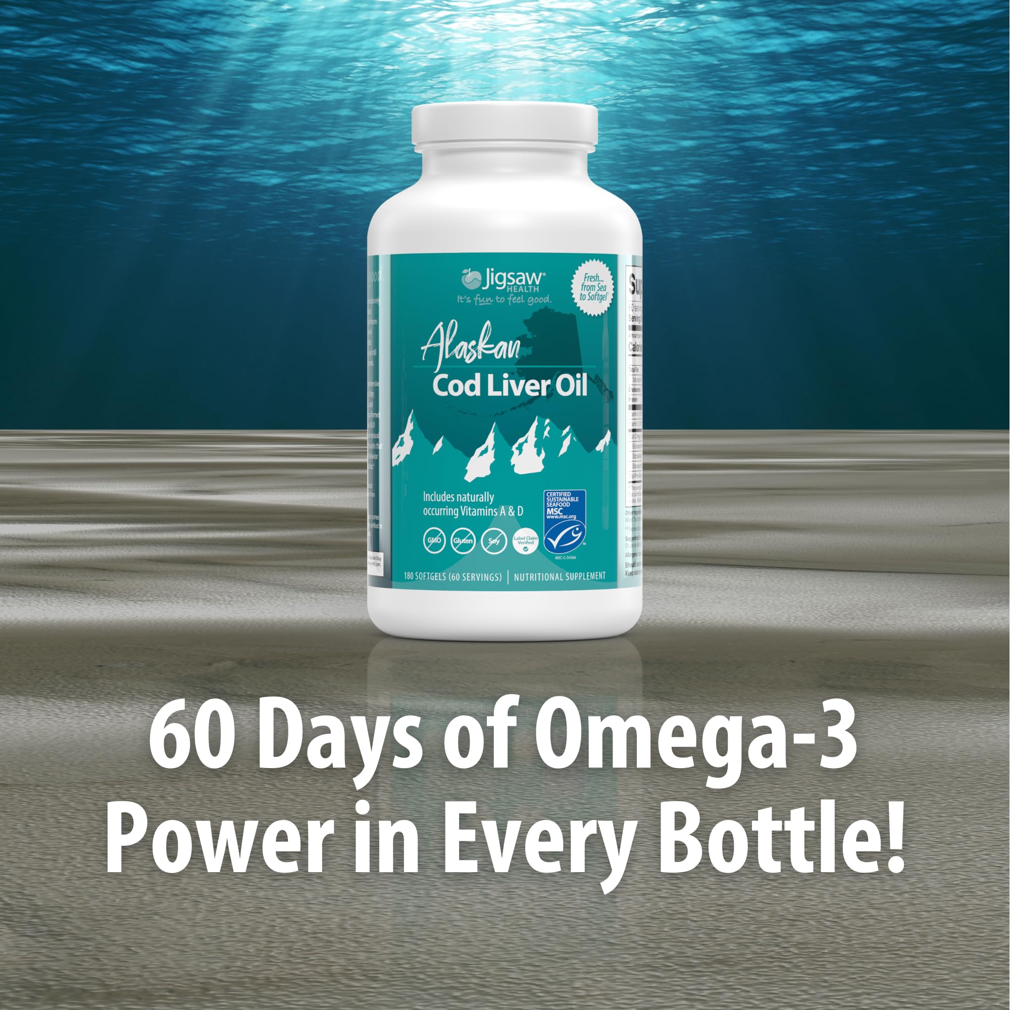 Jigsaw Health Alaskan Cod Liver Oil softgels closeup