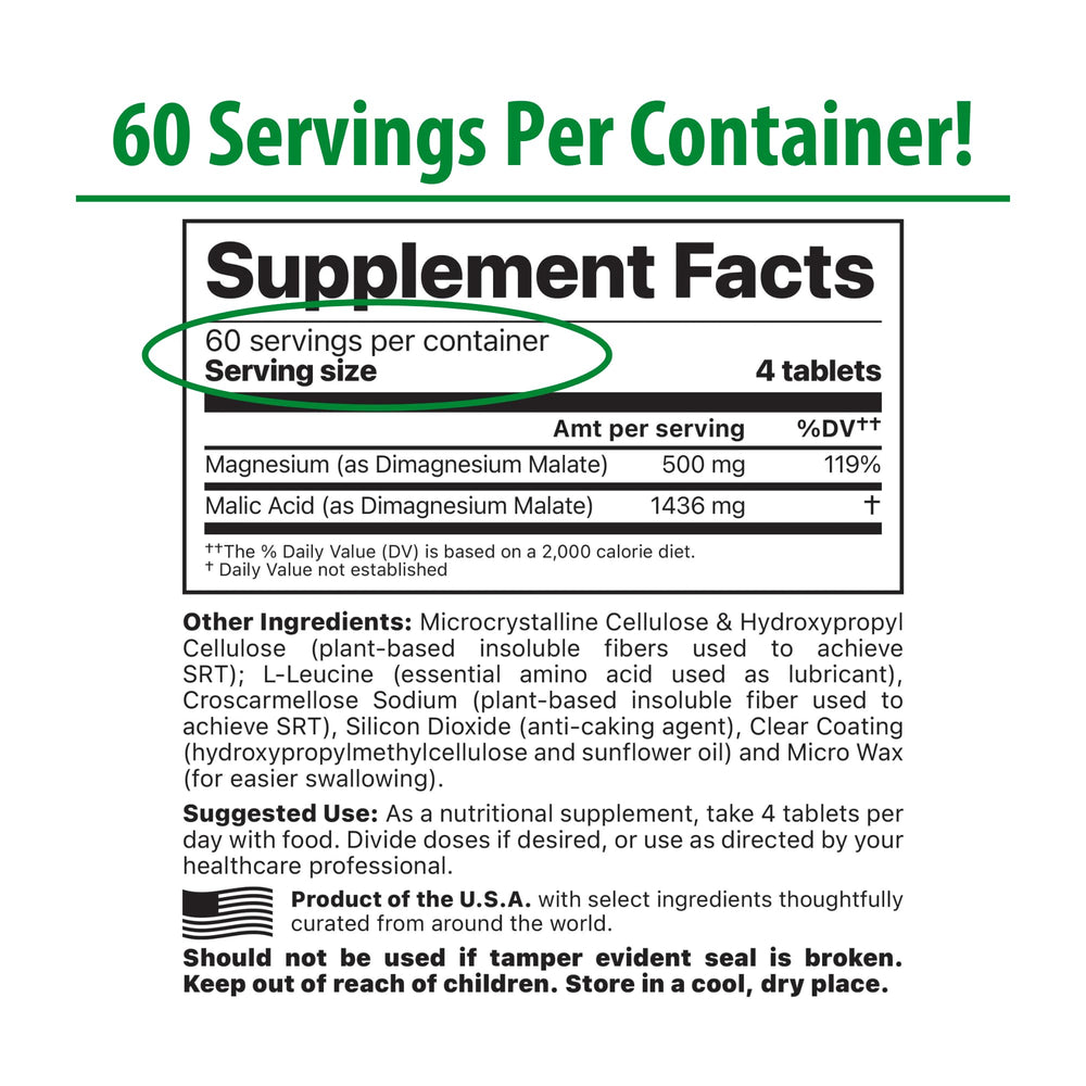 MagSRT B-Free label close-up highlighting premium magnesium malate formula
