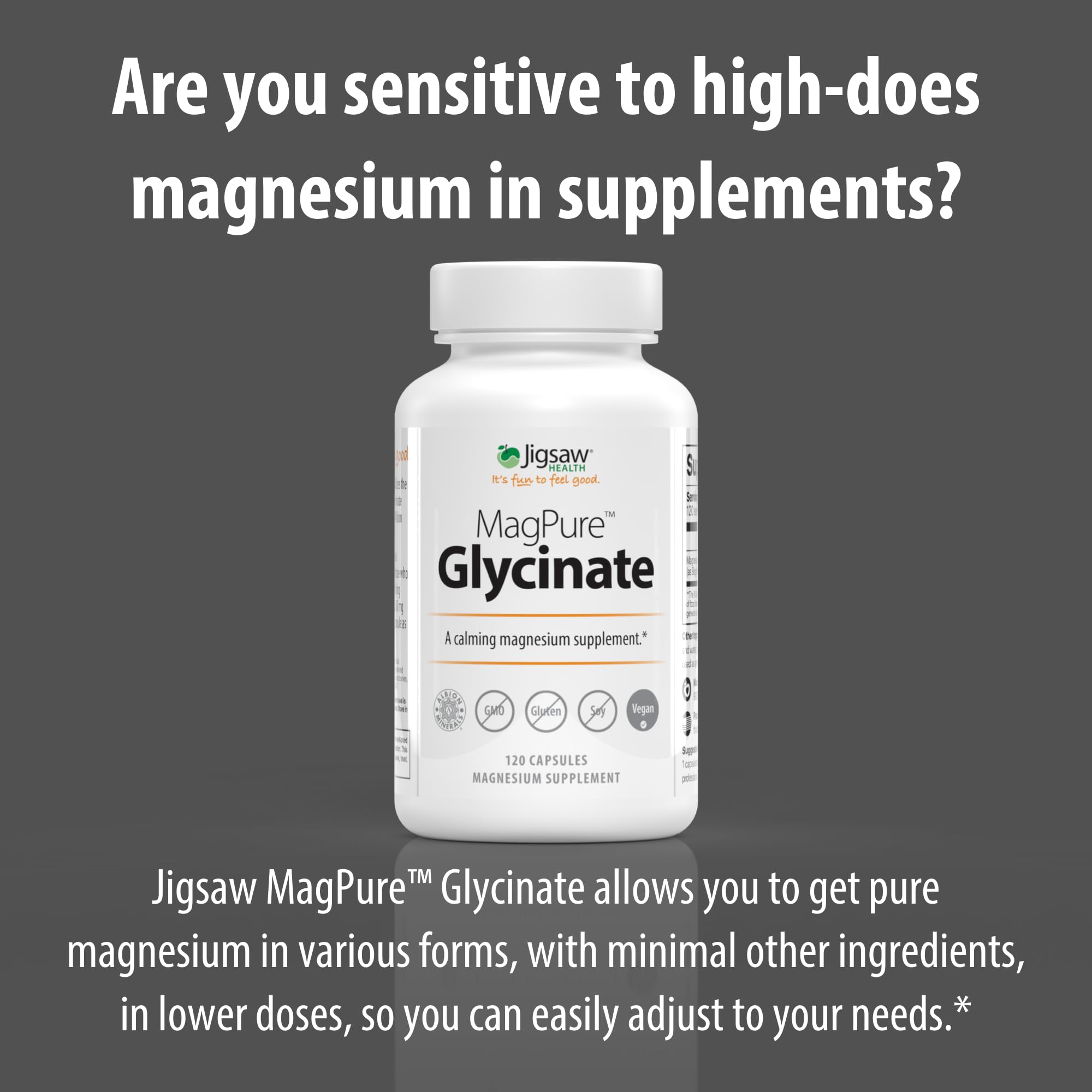 MagPure Glycinate bottle being poured to illustrate easy daily dosing.