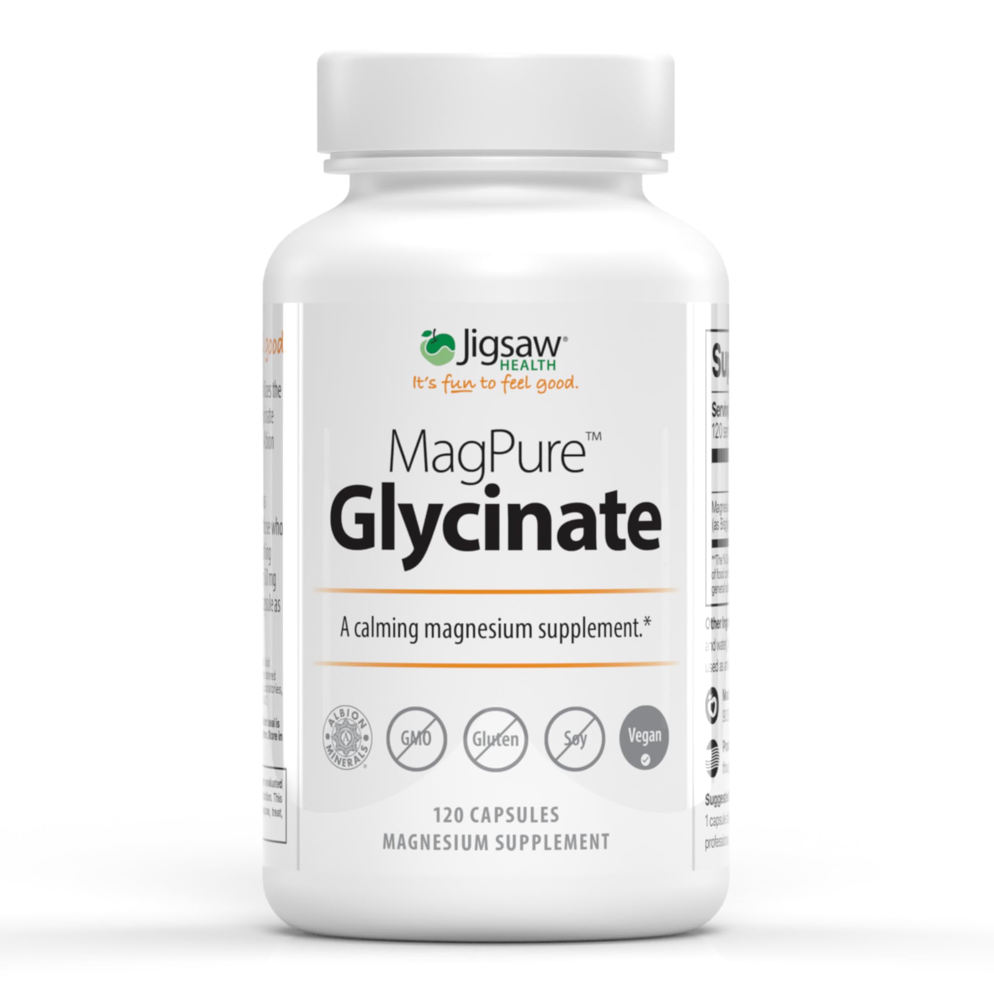 Jigsaw Health MagPure Glycinate bottle shown for daily magnesium support.