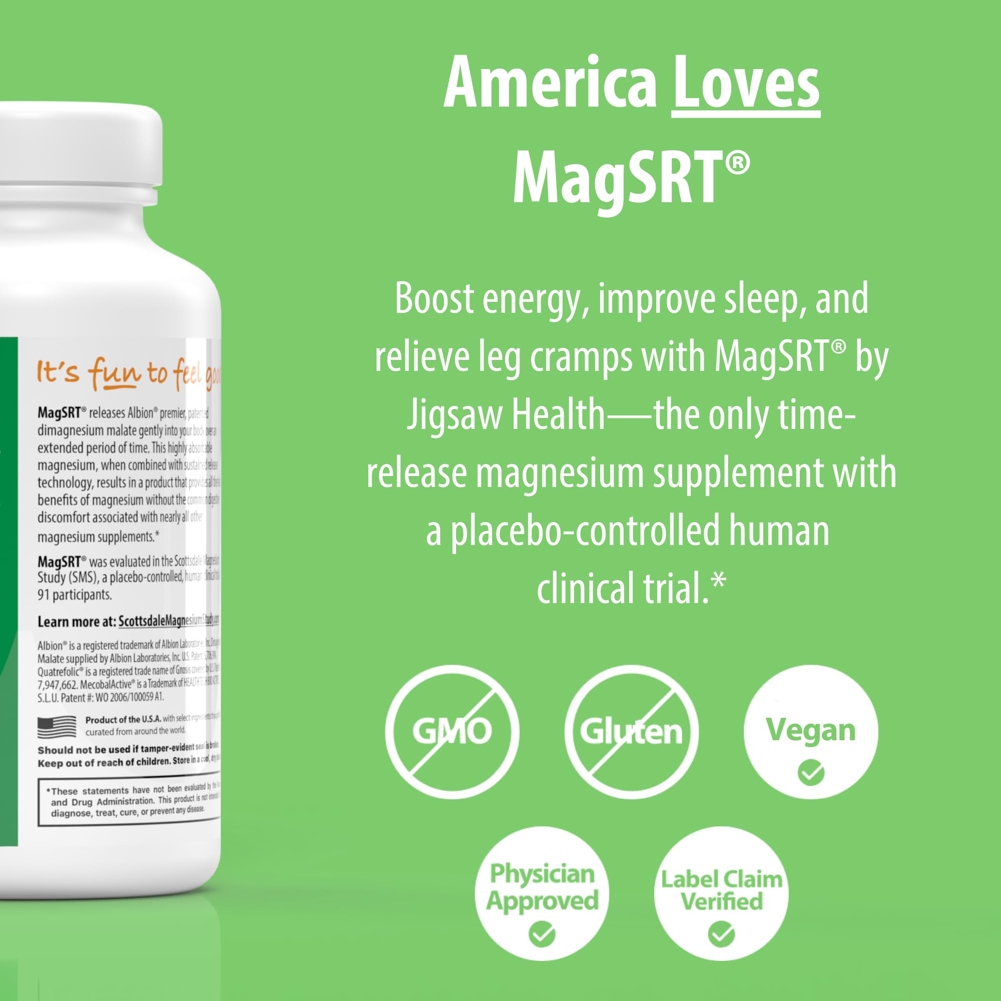 Jigsaw Health MagSRT nutrition panel displays B6, folate, and B12 ingredients.