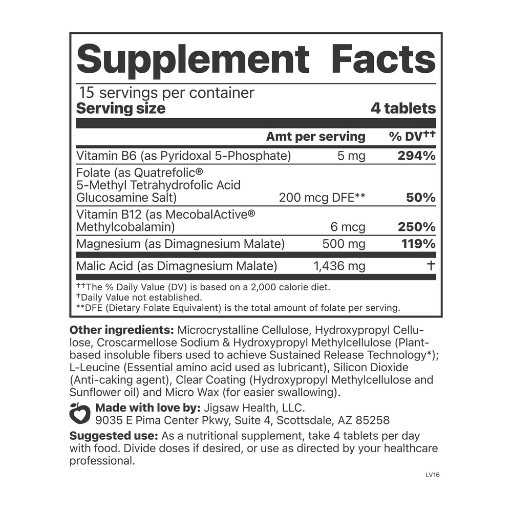 Jigsaw Health MagSRT tablets close-up showing texture and dosage