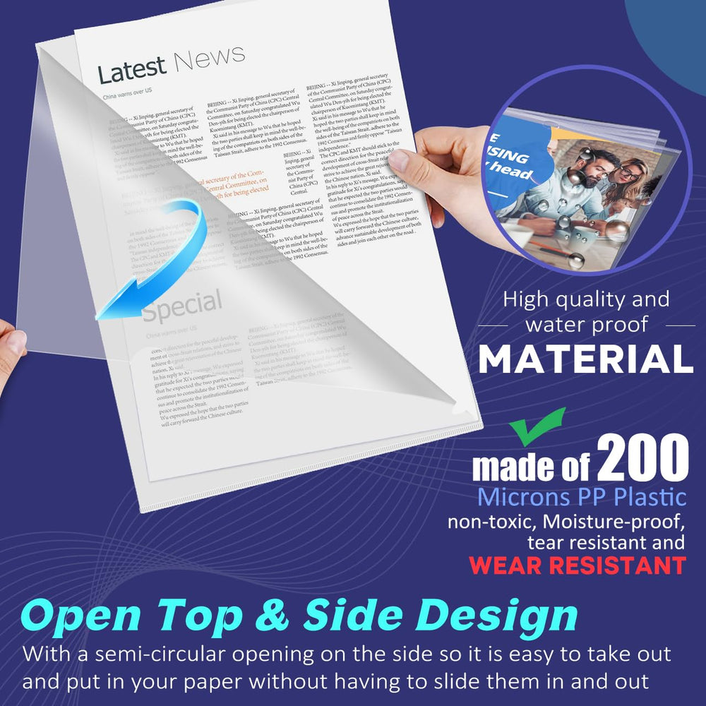JIKIOU clear folder open top side demonstrates easy access to documents