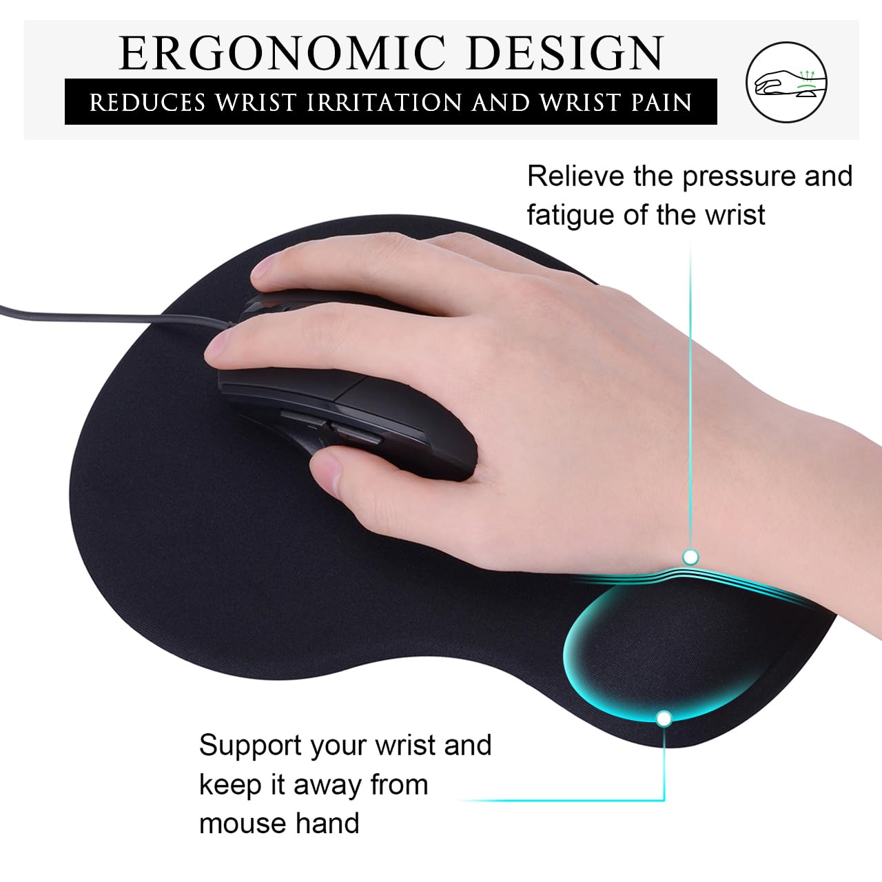 JIKIOU gel-filled cushion conforming to the wrist for lasting comfort