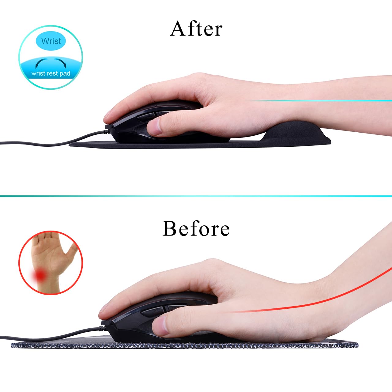 JIKIOU mouse pad with non-slip PU base keeping it steady on desks