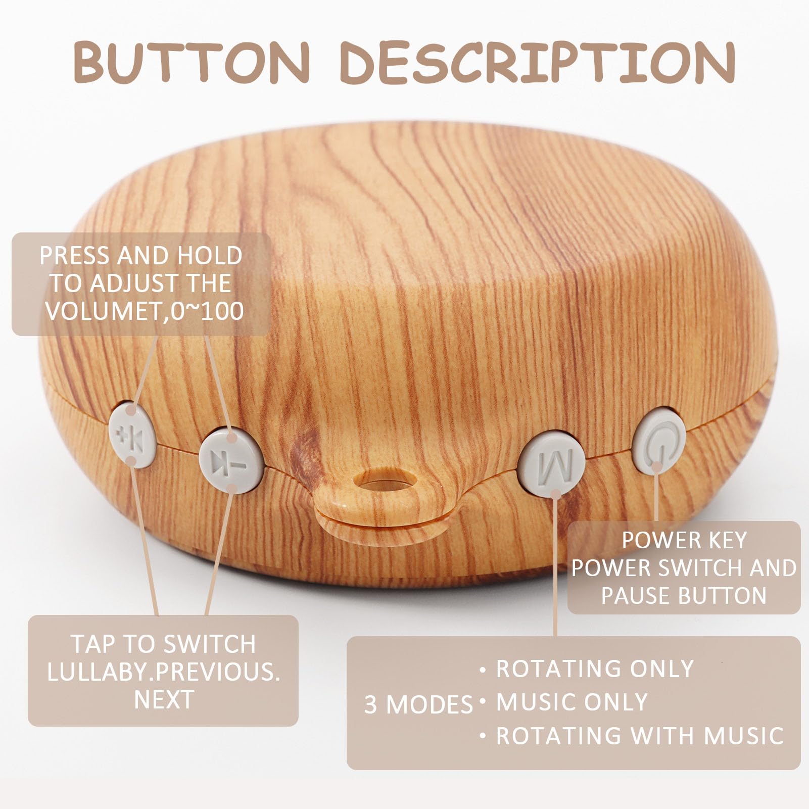 JILPAK music box featuring 9 lullabies for soothing baby sounds