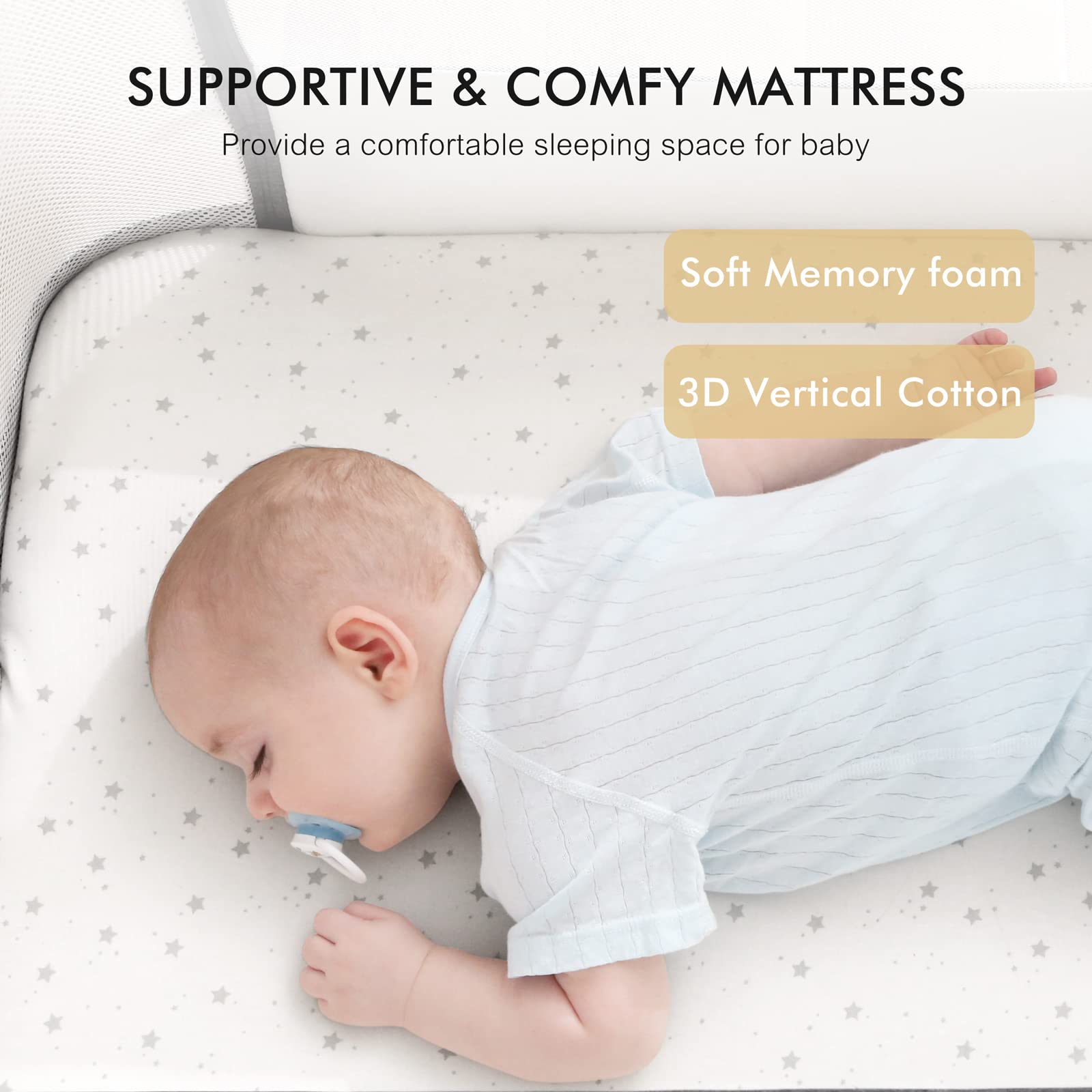 Jimglo memory foam mattress offers cozy, supportive rest for baby.