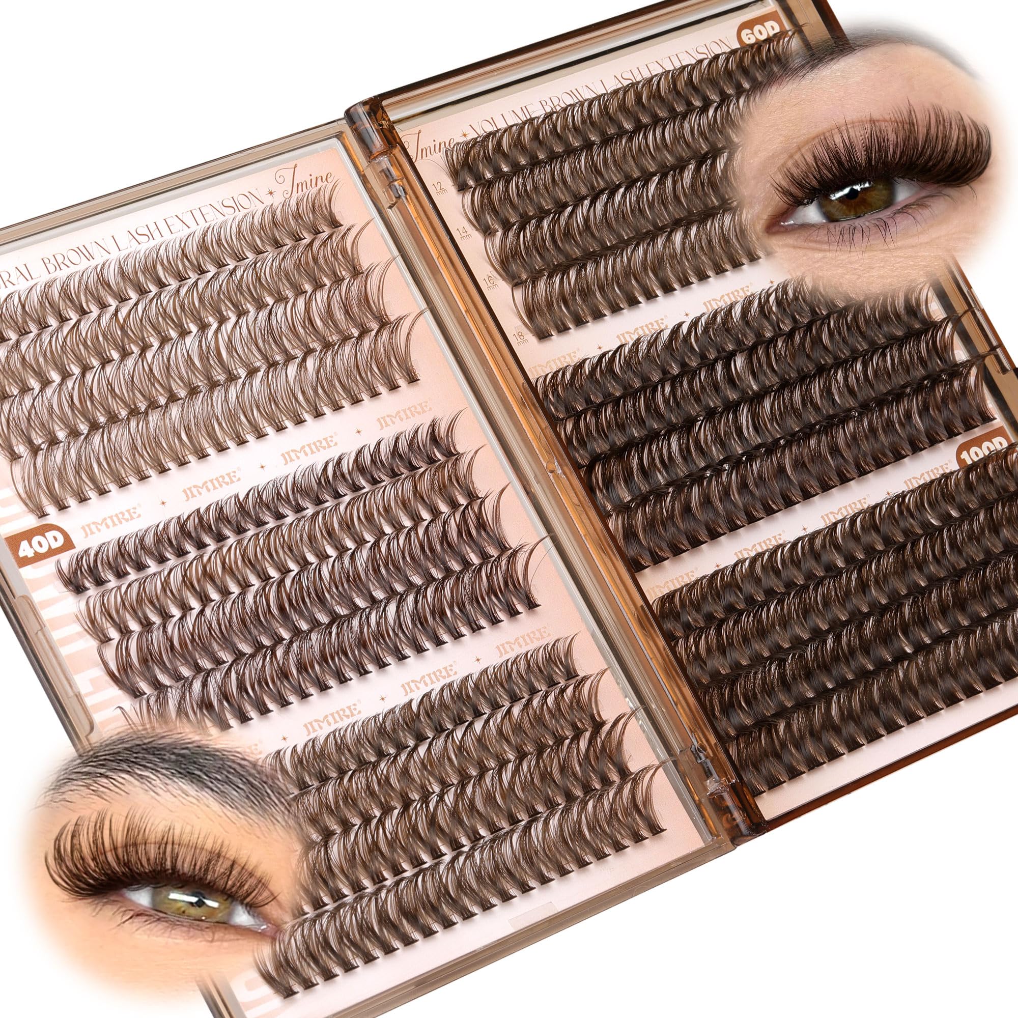 JIMIRE brown lash clusters 30D for natural daily looks