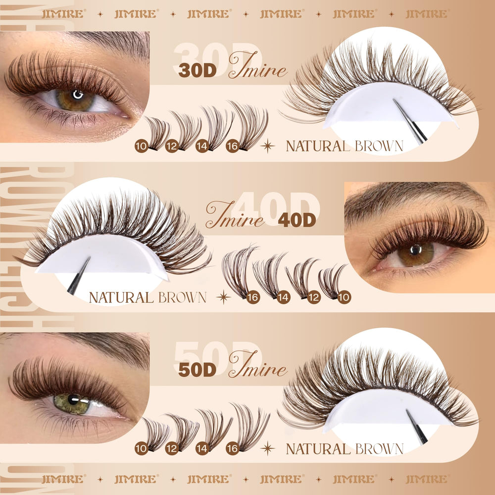 JIMIRE brown lash clusters 40D for added volume and subtle drama