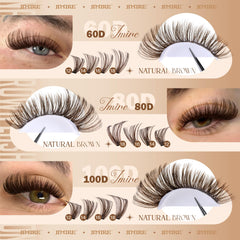 JIMIRE brown lash clusters 50D for fuller fringe with soft blend