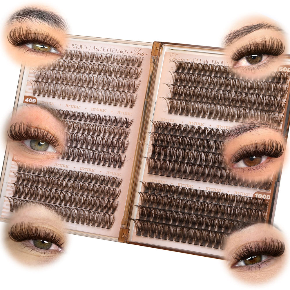 JIMIRE brown lash clusters seamless-fluff for a natural extensions-inspired feel