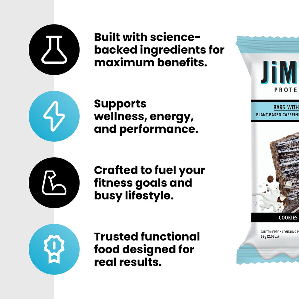 JIMMYBAR chocolate peanut butter bar ingredients highlight gluten-free and dairy-free options.