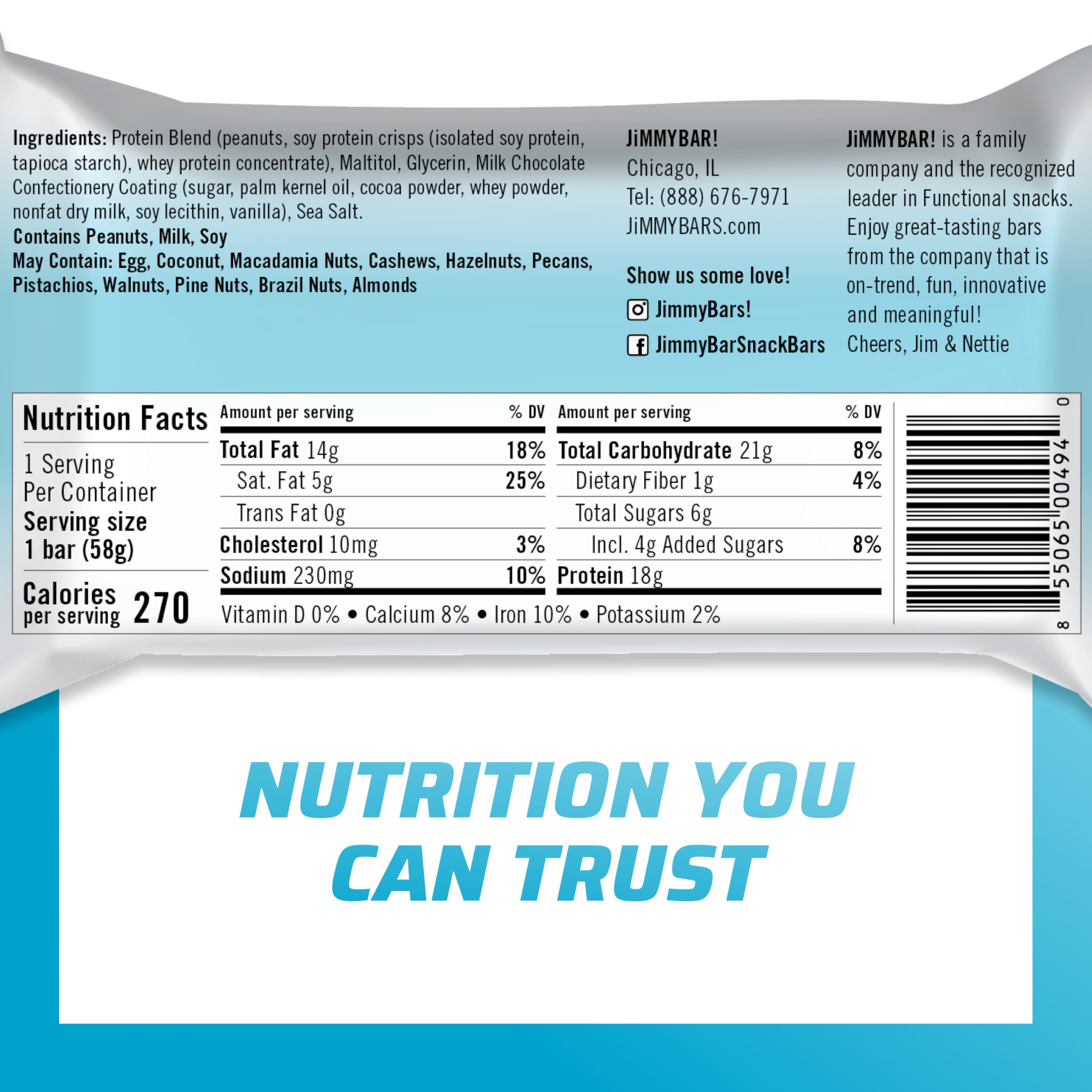 JIMMYBAR chocolate peanut butter bar unwrap reveals glossy coating and aroma.