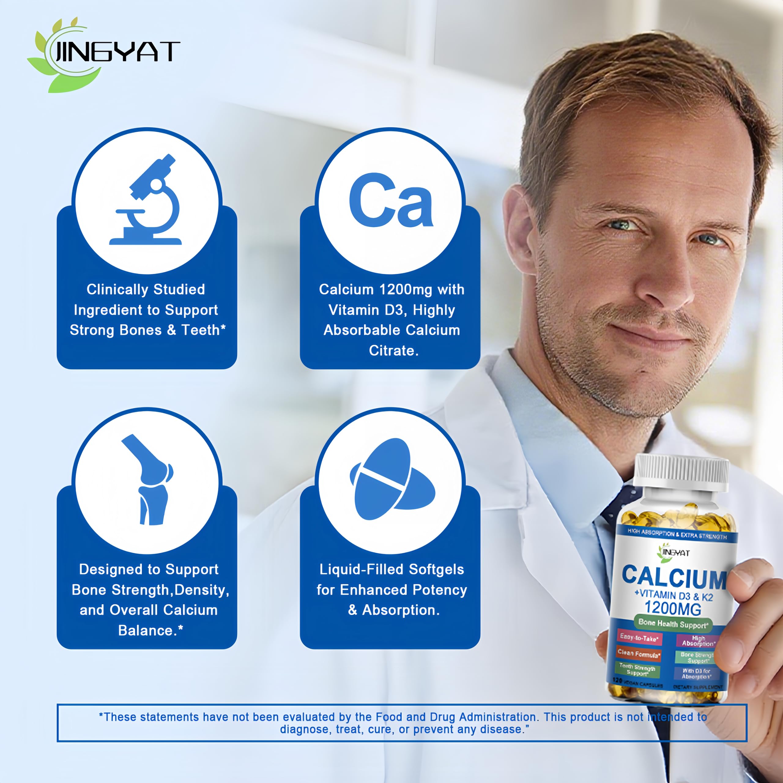 JINGYAT calcium 1200mg softgels in blister pack for daily use