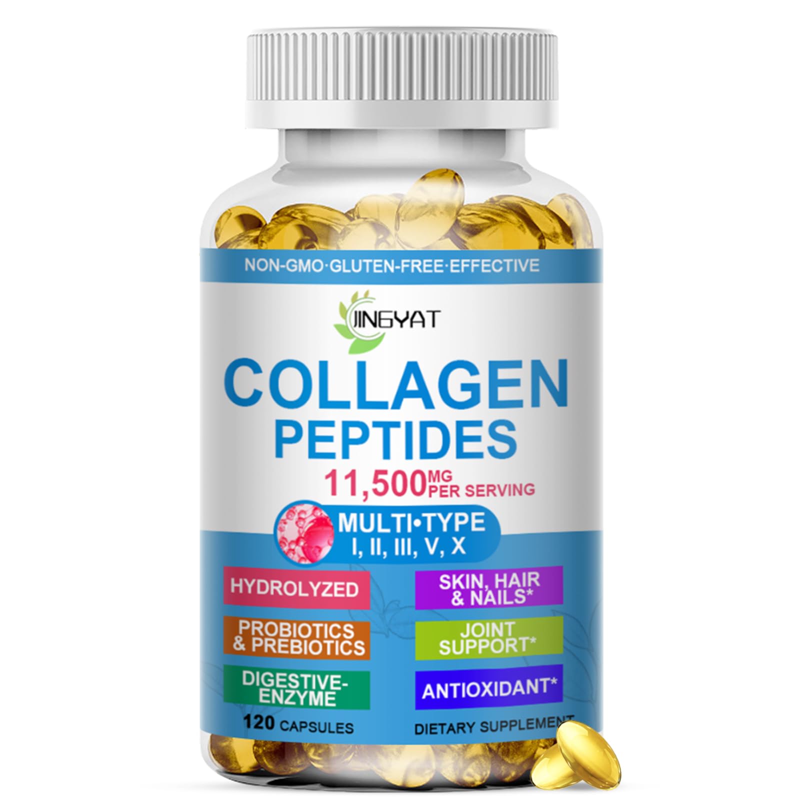 JINGYAT Collagen Softgels bottle-front communicates premium joint support potential.