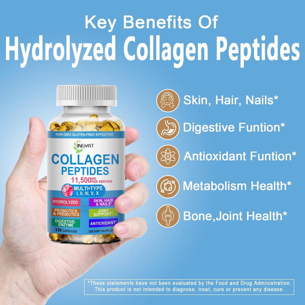 JINGYAT Collagen Softgels bottle-top view highlights easy-to-swallow capsules.