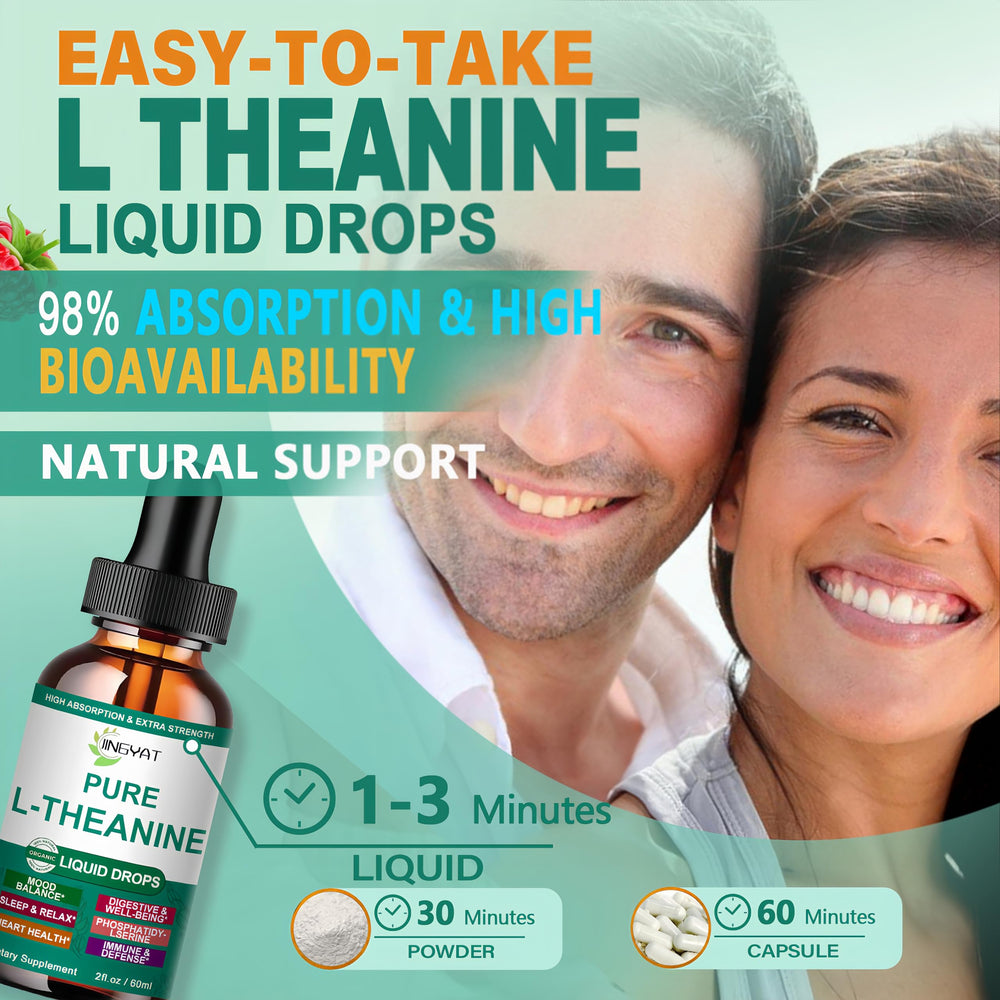 JINGYAT L-Theanine Liquid Drops ingredients list emphasizes green tea sourced L-Theanine.