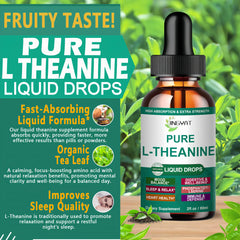 JINGYAT L-Theanine Liquid Drops packaging highlights organic, non-GMO formula.