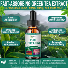 JINGYAT L-Theanine Liquid Drops pour demonstrates easy on-the-go use.