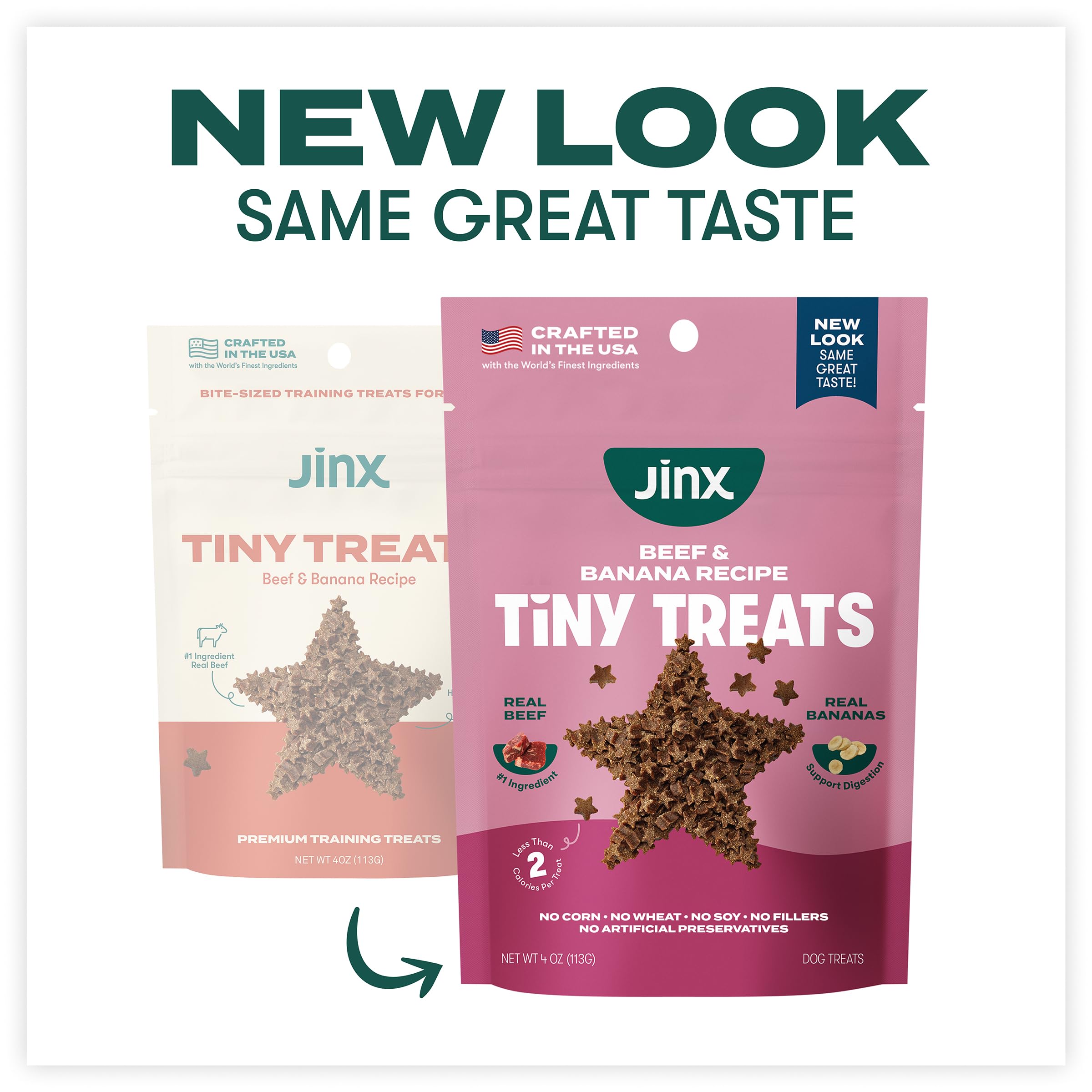 Jinx beef banana tiny treats closeup highlighting real beef and fruit flavor.