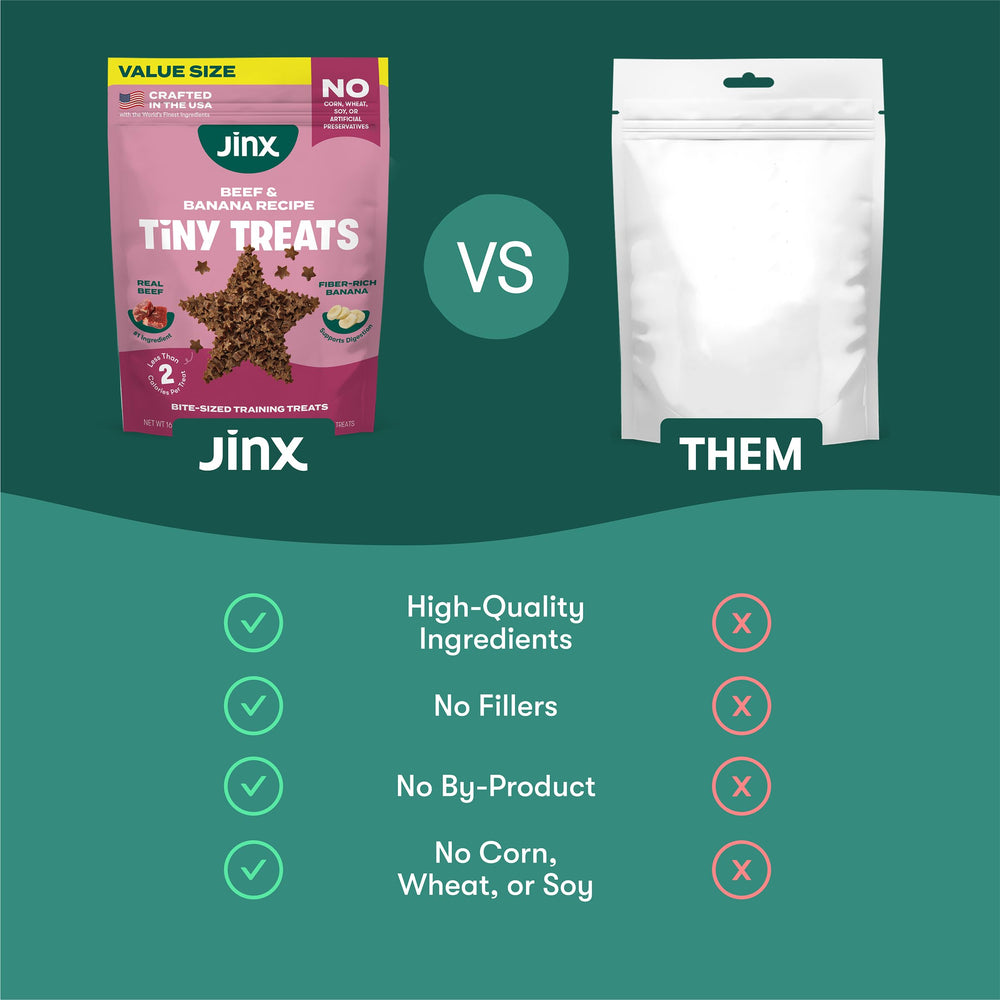 Jinx Beef Training Treats grass-fed beef ingredient highlighted as the main protein source.