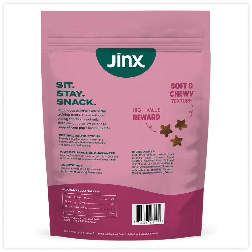 Jinx Beef Training Treats suitable for puppies, adults, and seniors in training routines.