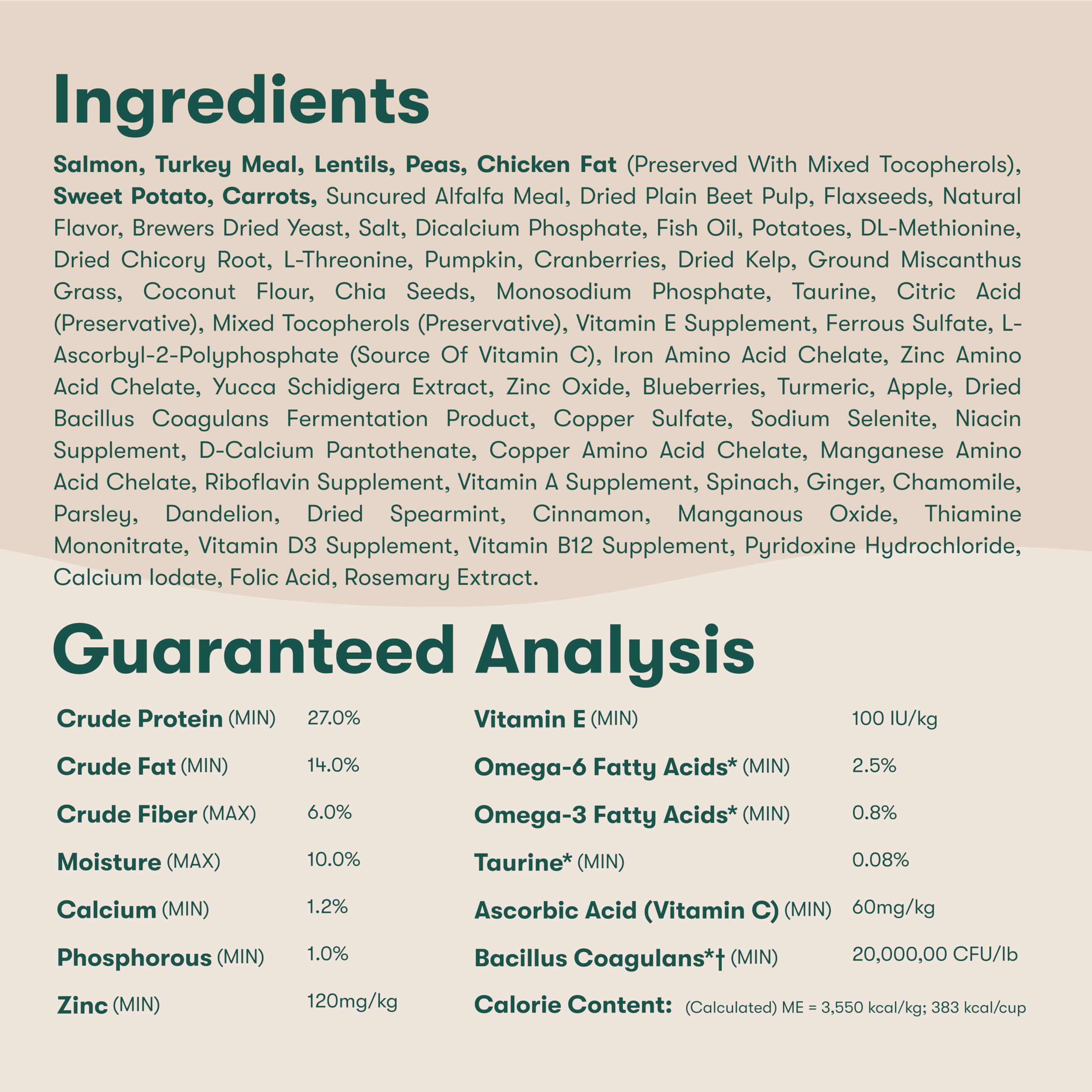 Jinx premium dry dog food no-fillers label communicates clean ingredients.