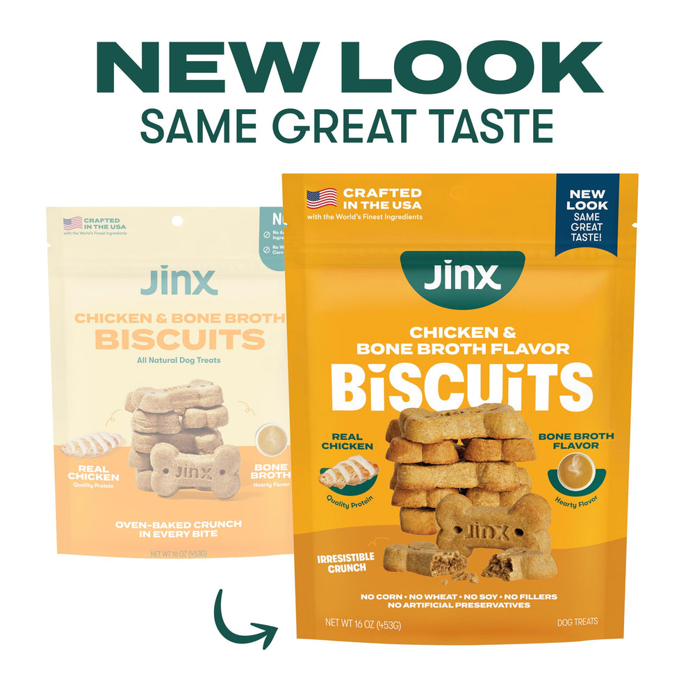 Jinx real chicken bone broth biscuit closeup highlights texture and aroma.