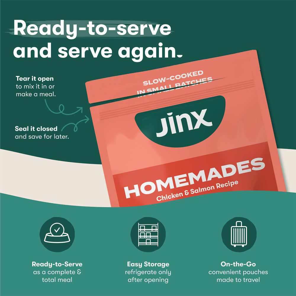 Bone broth base adds moisture in Jinx Toppers.