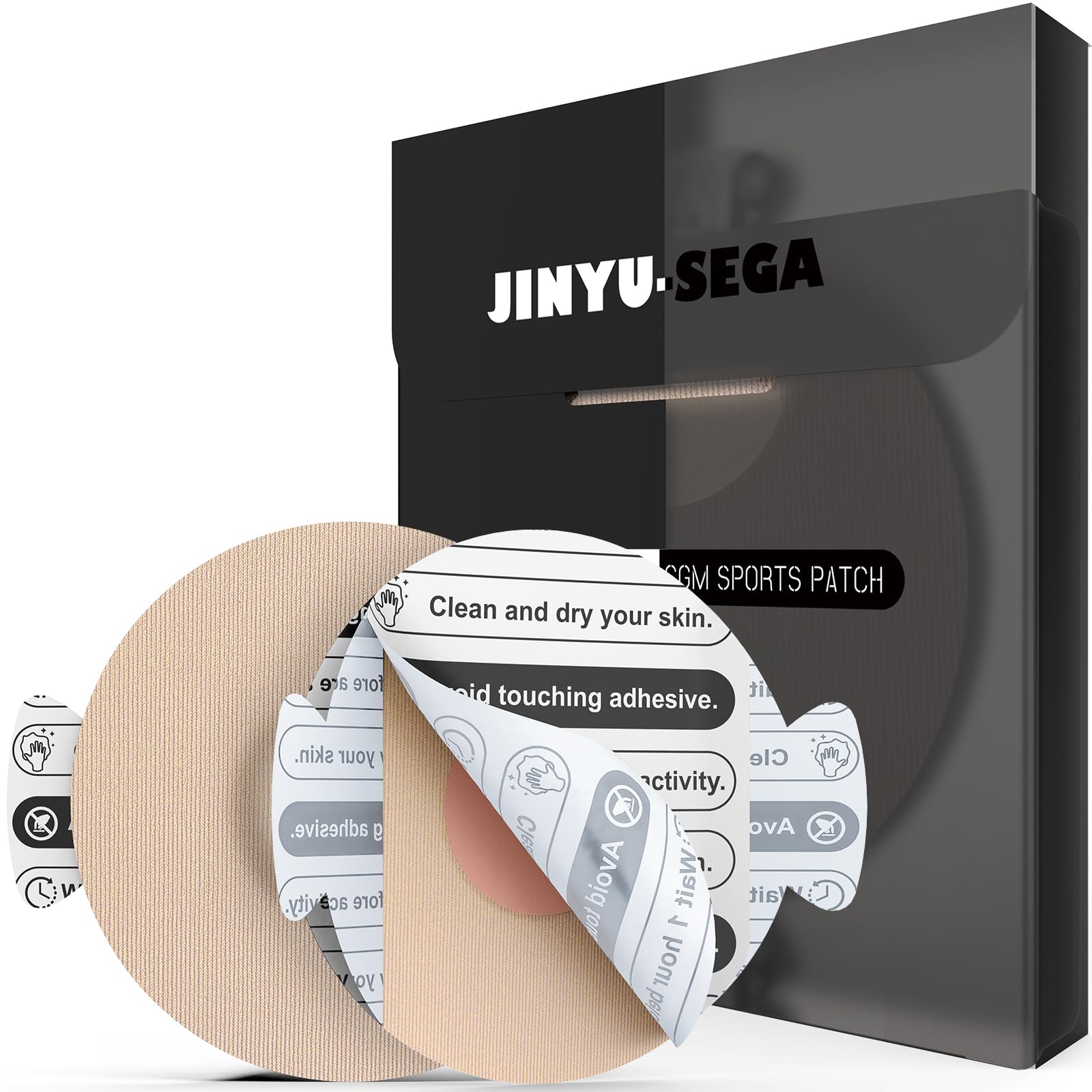 Jinyu-Sega Libre 3 patch close-up showing secure adhesion and skin-friendly fabric