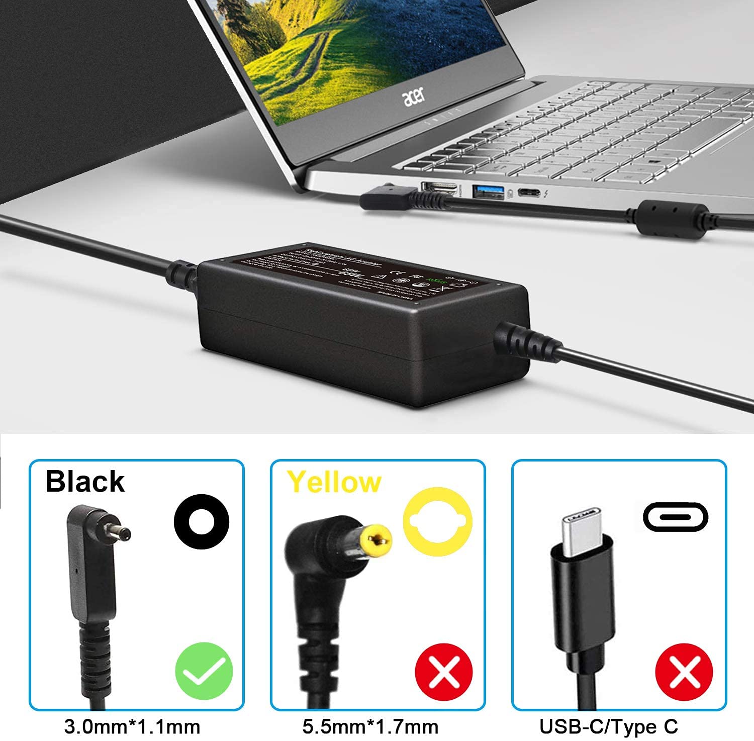 JIONR 65W Acer charger for N15Q9 provides stable 19V power for daily use