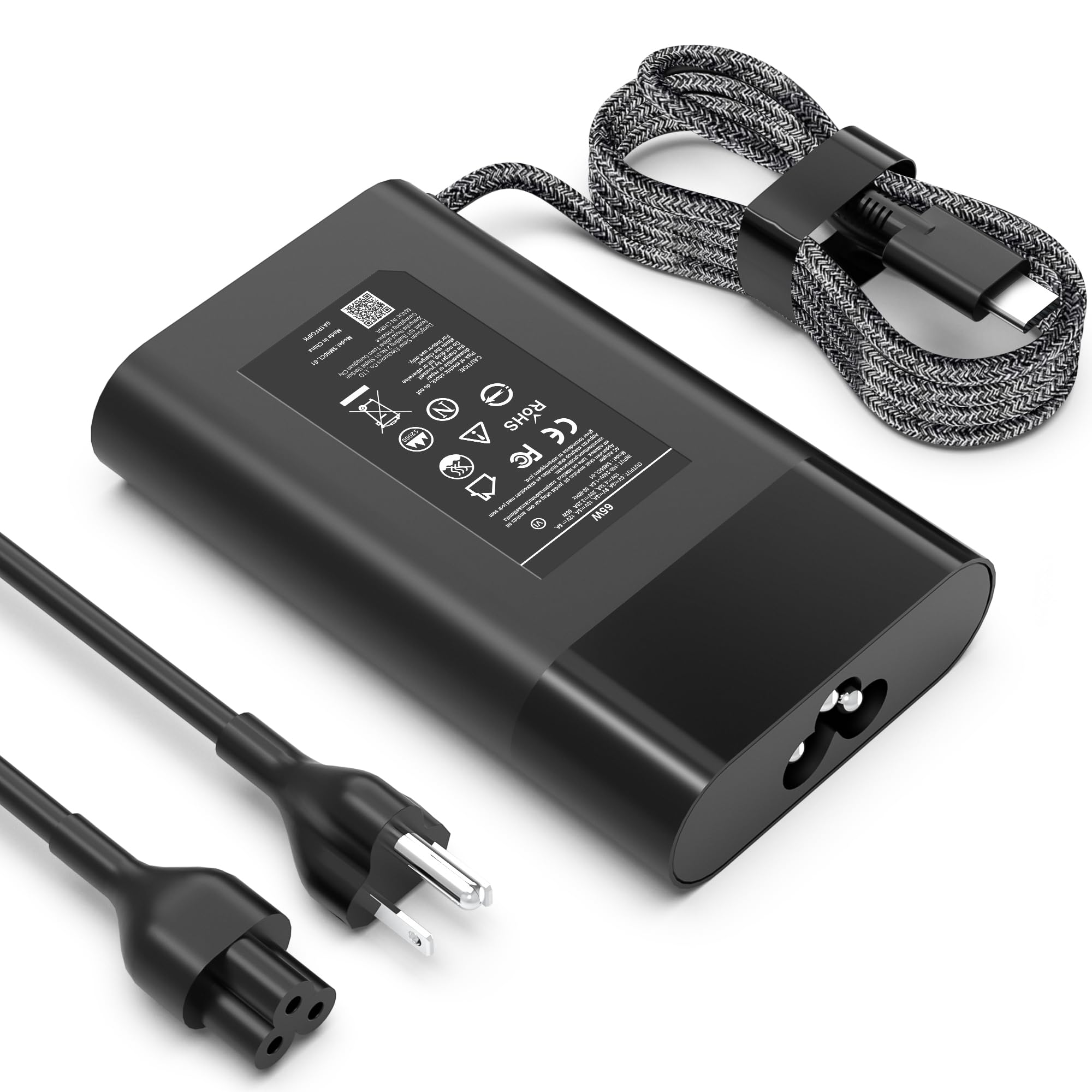 JIONR 65W USB-C charger front view for HP laptops, compact and portable