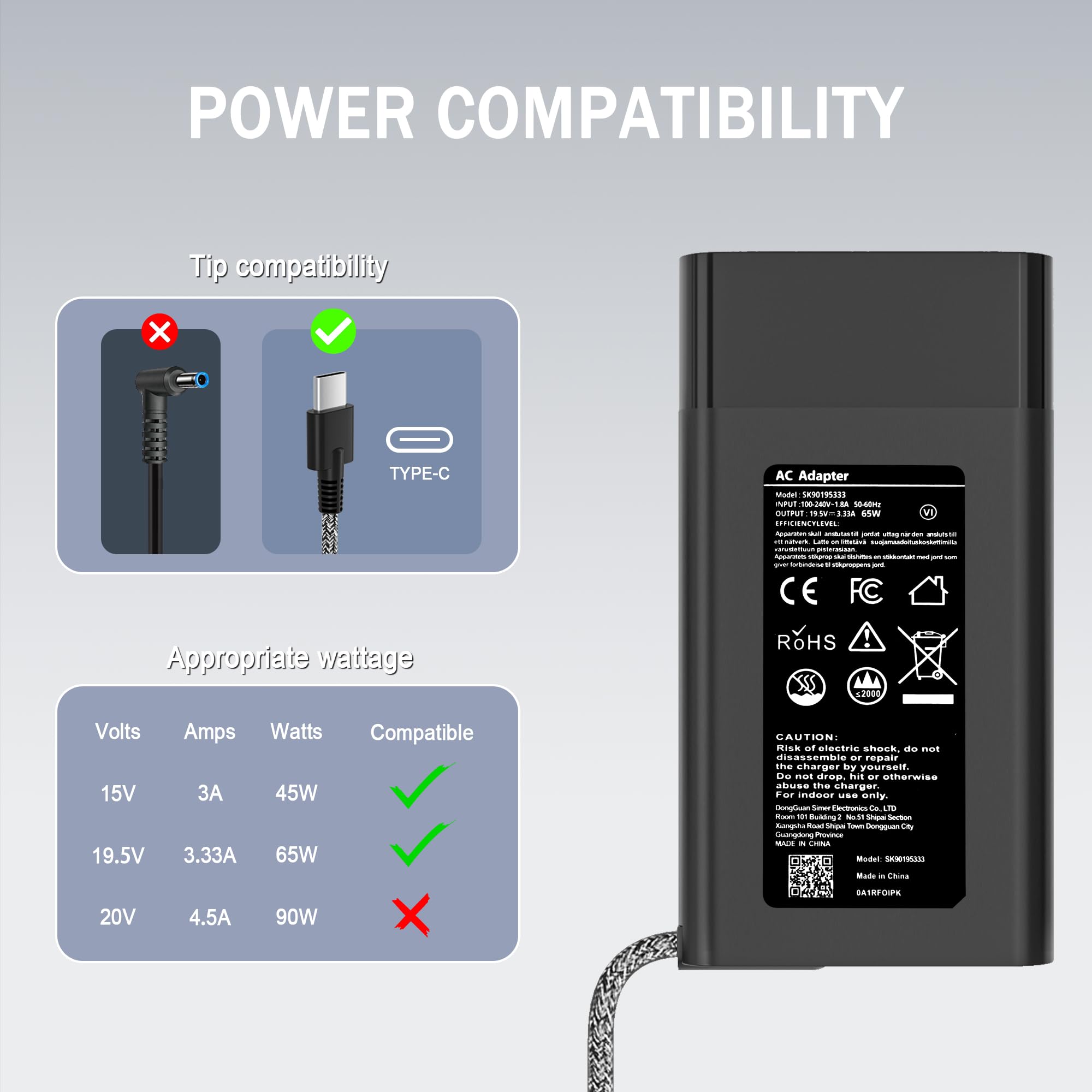JIONR Type-C connector tip for quick HP laptop connections